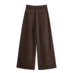 LIZAKOSHT  -  High Waist Drapey Wide Leg Pants Retro Style Fashionable Women's Clothing Winter New Arrival Elegant Commute Suitable