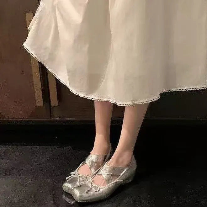LIZAKOSHT  -  Hot Selling Women Flats Bow Marie Janes Shoes  New Dress Square Toe Shoes Designer Walking Sandals Female Elegant Zapatos