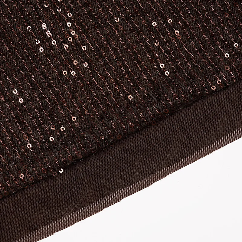 LIZAKOSHT  -  Retro Glitter Dress Sets Sexy V-neck Shiny Backless Lace-up Vest Glitter Skirt Set Fashion Party Club Women Dress Sets