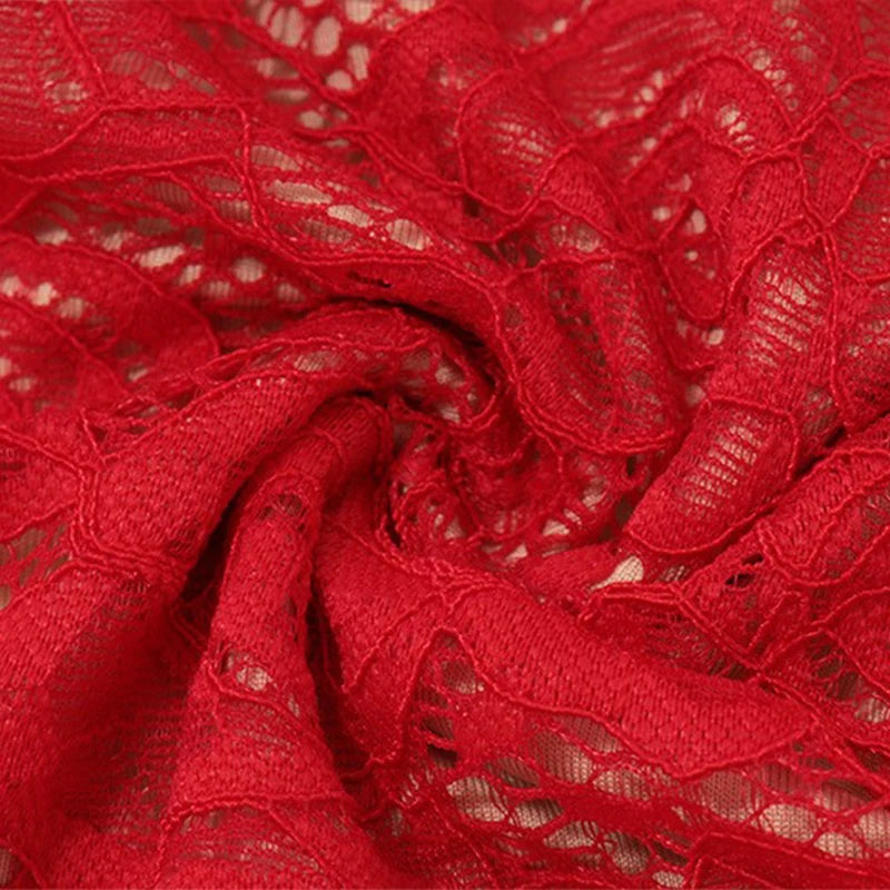 LIZAKOSHT  -  Vintage Red Floral Lace Double Layer Spaghetti Strap V Neck Bodycon Slimming Maxi Dress Festival Party Night Date Gowns Outfits