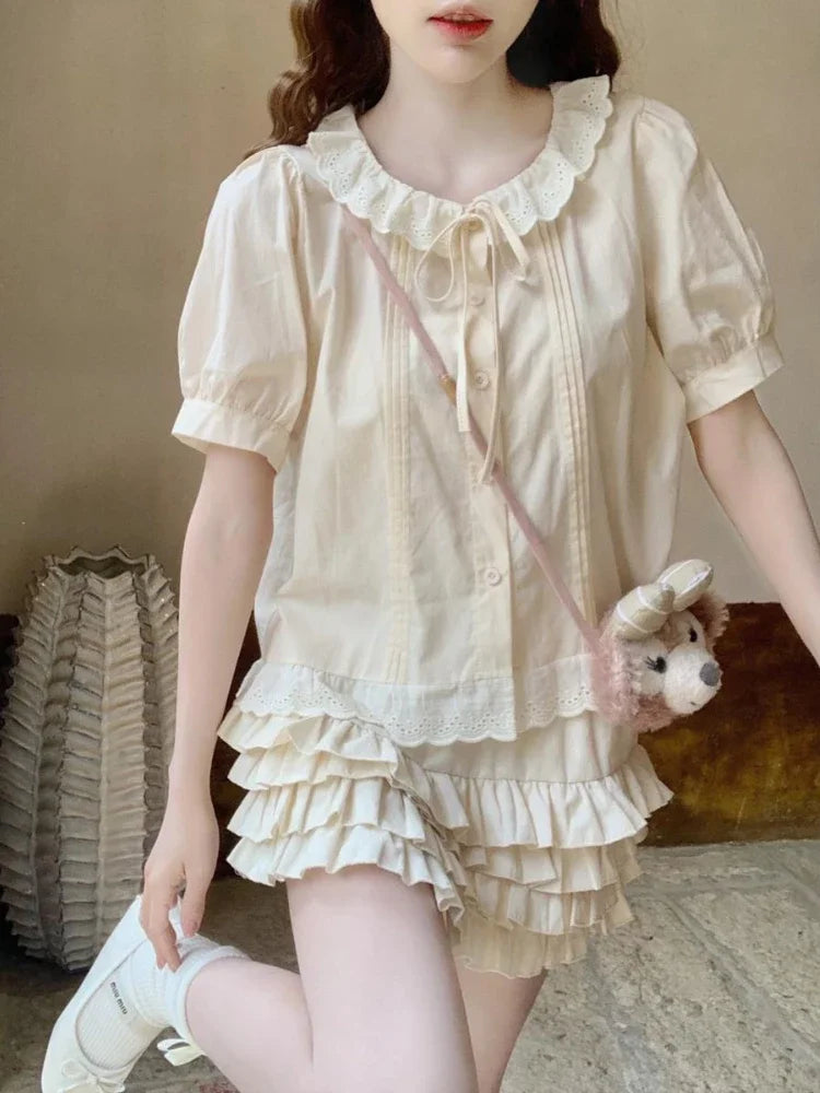 LIZAKOSHT  -  Pink Japanese Lolita Kawaii Skirts Women Lace Korean Style Sweet Cake Skirt Female Black Elastic Skinny Princess Cute Skirt