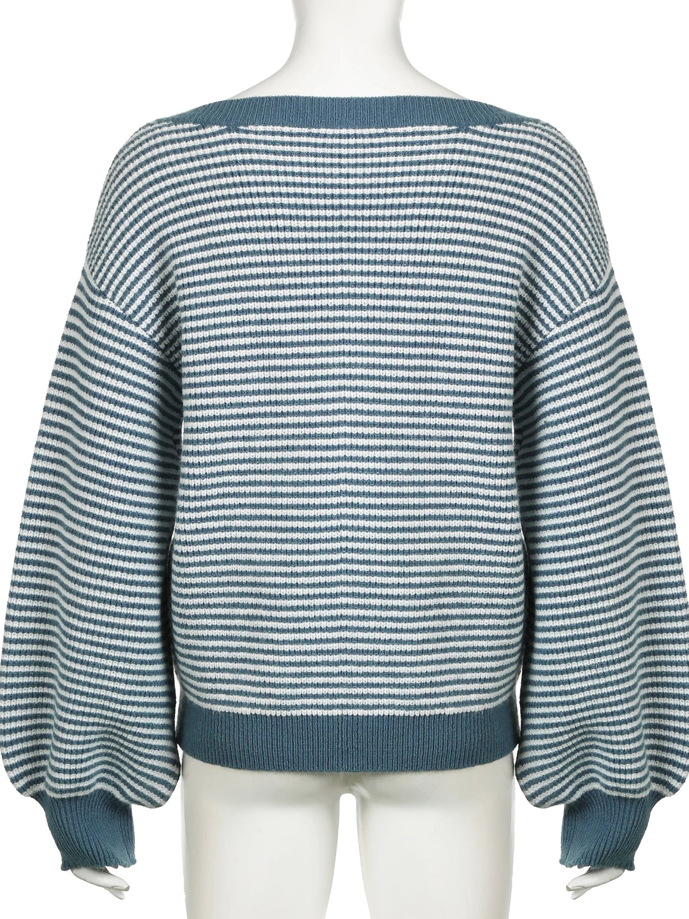 LIZAKOSHT  -  Casual Loose Striped Sweaters Basic Slash Neck Long Sleeve Knitted Pullovers Women Autumn Winter Fashion Streetwear