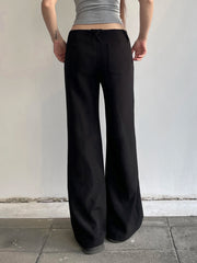 LIZAKOSHT  -  Casual Loose Solid Suitpants Office Lady Basic Mid-Waisted Straight Wide Leg Pants Women Summer Fashion Streetwear