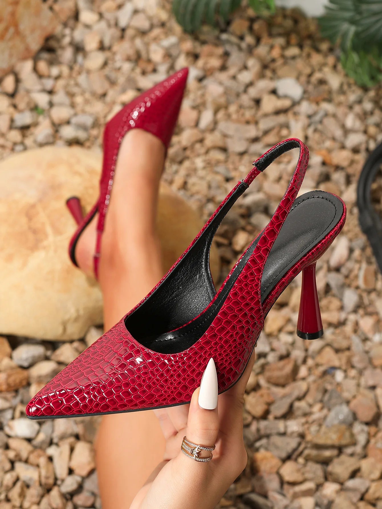 LIZAKOSHT  -  New Summer Women's Shoes Pointed Patent Leather High-heeled Overhead Sandals for Women Retro Skinny Heel Back Empty Shoes