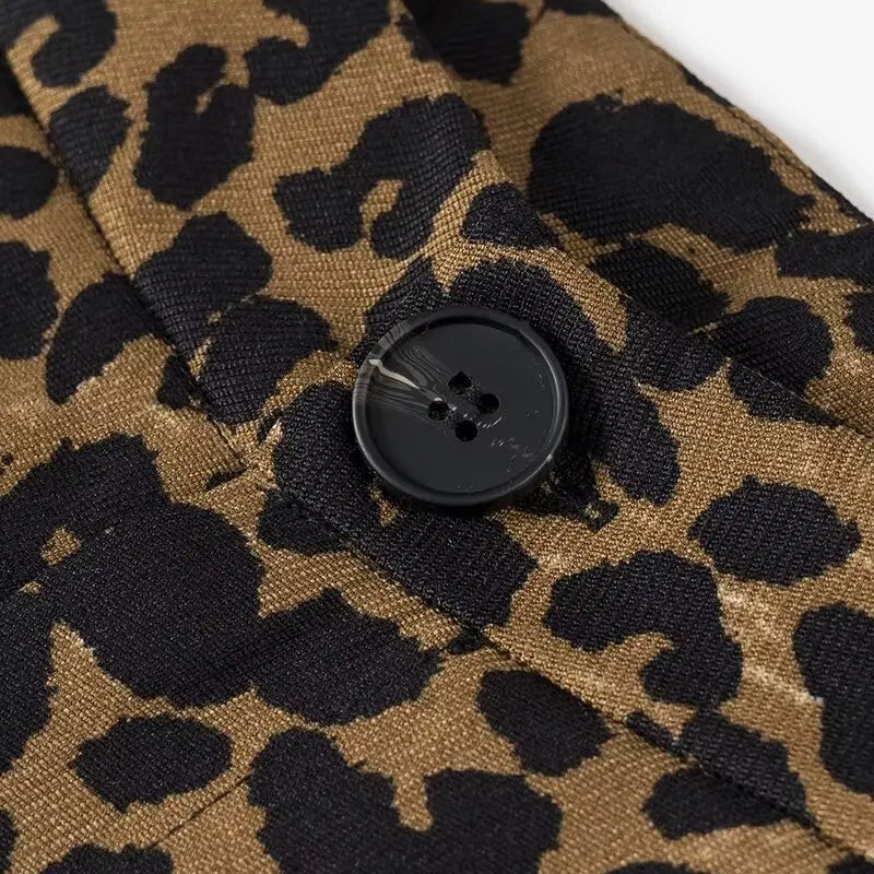 LIZAKOSHT  -  Fashion Leopard Print Women Pants Female High Waist Wide Leg Slacks Ladies Chic and Elegant Casual Trousers New In