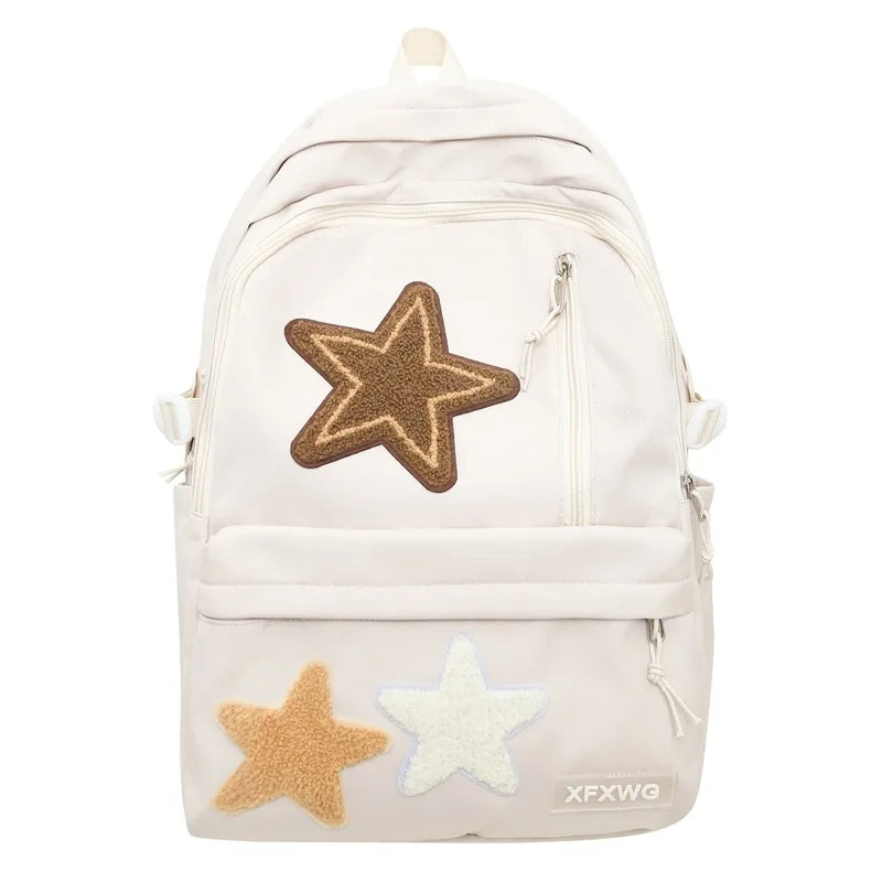 LIZAKOSHT  -  Korean Cute Star Patchwork Sweet Girl Backpacks 2023 Preppy Fashion All Match Student Schoolbag High-capacity Casual Travel Bag