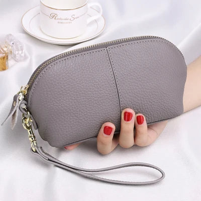 LIZAKOSHT  -  Leather women long wallet Zipper Wristlet Bag Lady Clutches Coin Purse Cowhide mobile phone bag evening party handbag