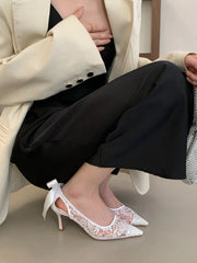 LIZAKOSHT  -  2026 Spring New High Heels Women's Pointed Fine Heels Mesh Bag Heels Bow Women's Shoes