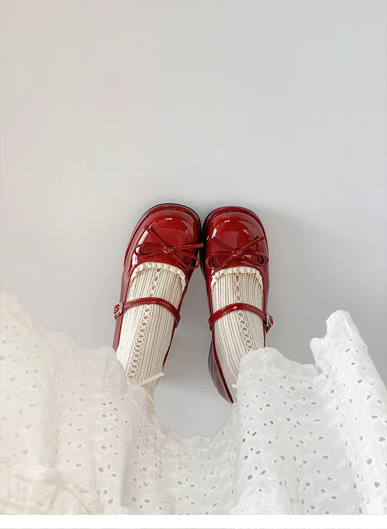 LIZAKOSHT  -  Designer Spring Autumn Thick Heel Women Mary Jane Shoes Concise Butterfly-knot Single Shoes Ladies Elegant Dress Leather Pumps