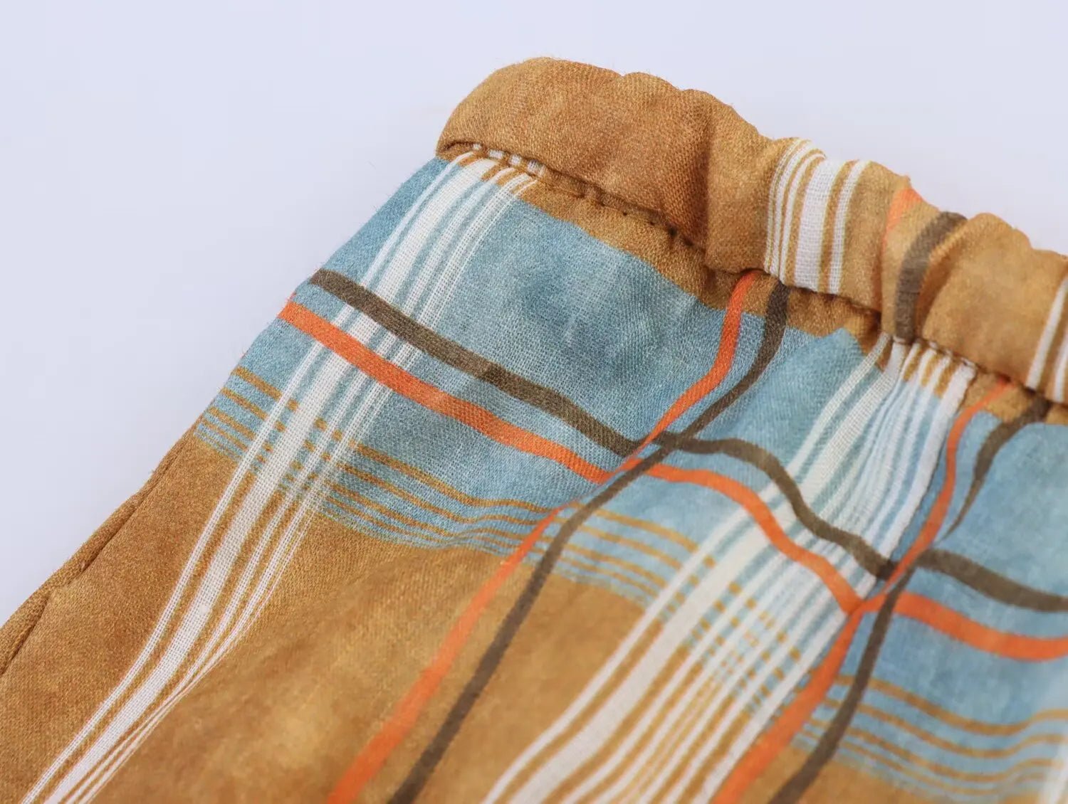 LIZAKOSHT  -  Women Autumn New Ramie Bloomers Plaid Printed Loose Pants Female Fashion Versatile Drawstring Streetwear Casual Trousers