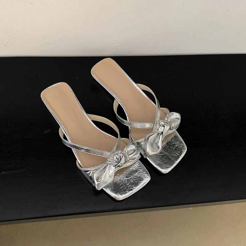 LIZAKOSHT  -  Designer Summer Women Fashion Butterfly-knot Slippers Casual Open Toe Beach Vacation Slides Party Dress Shoes