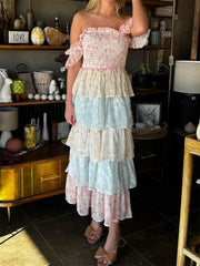 LIZAKOSHT  -  Women s Elegant Floral Print Chiffon Maxi Dress with Spaghetti Straps and A-Line Silhouette for Summer Beach Wedding Party