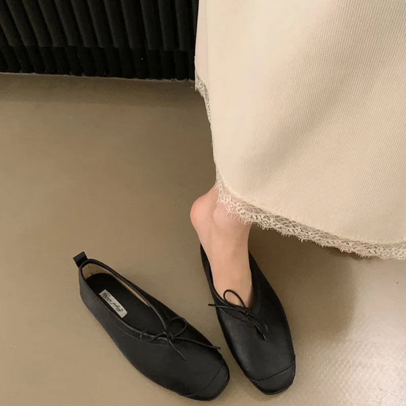 LIZAKOSHT  -  Women's Vintage Flats Comfortable Leather Ballet Shoes Female Soft Dress Shoes Mujer Slip On Loafers Mujer New Woman Shoes