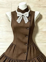 LIZAKOSHT  -  Dresses Vintage Y2k 2Piece Set Slim Plaid Streetwear 90s Short Skirt Woman Clothes Basics Sexy Dress Elegant Gyaru Emo