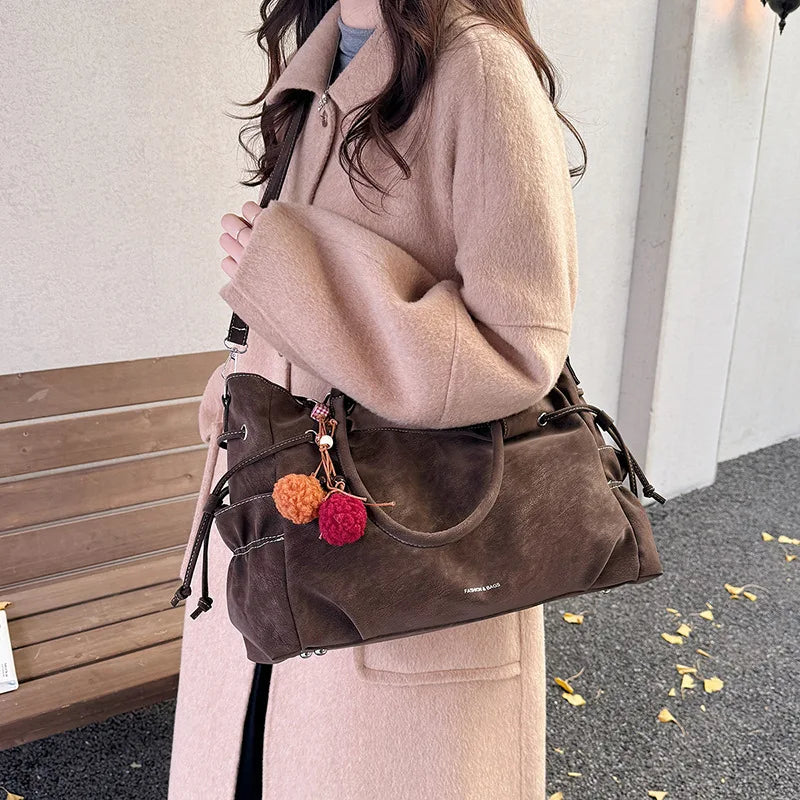 LIZAKOSHT  -  Simple Fashion Suede Crossbody Bag Women Large Capacity Shoulder Bag for Work Comfortable and Versatile Texture Commuting Bag