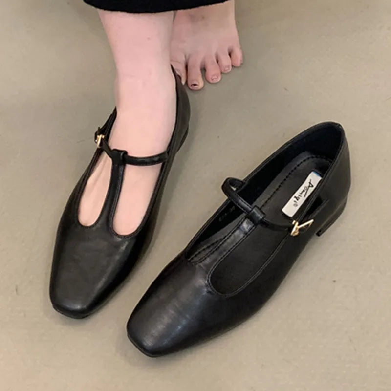 LIZAKOSHT  -  Spring New Brand Women Flat Shoes Fashion Round Toe Ladies Dress Mary Jane Shoes Flat Heel Casual Ballerinas Shoes New