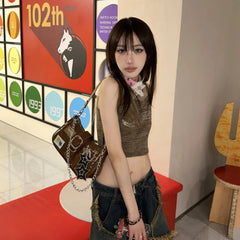 LIZAKOSHT  -  Y2k Hottie Square Bag Korean Fashion Gothic Punk Underarm Shoulder Bag Star Patchwwork Purses and Handbags Designer Bag