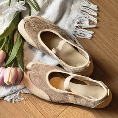 LIZAKOSHT  -  New Split Toe Peas Shoes Women 2025 Trotters Cross Horseshoe Red Casual Mary Jane Ballet Flats Shoes Female