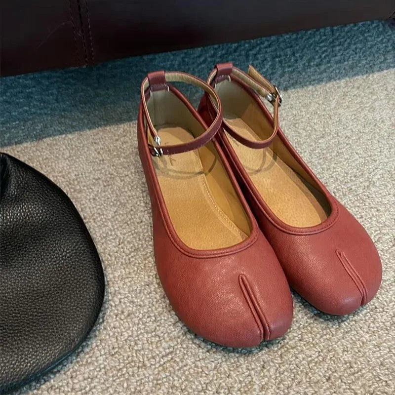 LIZAKOSHT  -  Fashion Split Toe Women Flat Mary Jane Shoes Casual Tabi Ninja Ballet Ladies Slip On Loafer Soft Ballerina Comfort Moccasin