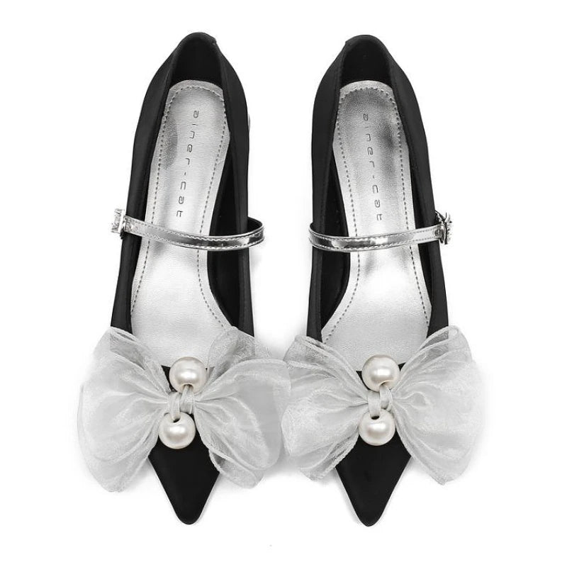 LIZAKOSHT  -  Bowknot Elegant Low Heel Mary Jane Shoes Women Buckle Shallow Fashion Dress Shoes Female Autumn Pointed Toe Pumps Women Shoes