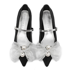 LIZAKOSHT  -  Bowknot Elegant Low Heel Mary Jane Shoes Women Buckle Shallow Fashion Dress Shoes Female Autumn Pointed Toe Pumps Women Shoes