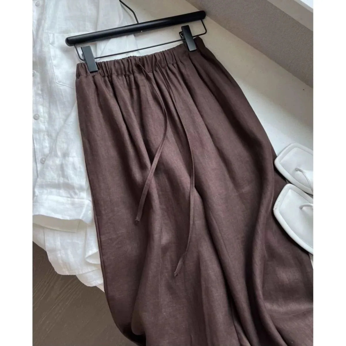 LIZAKOSHT  -  Fashion New High Waist Linen Women Wide Leg Pants Summer Thin Loose Casual Pants Korean Solid All Match Straight Trousers