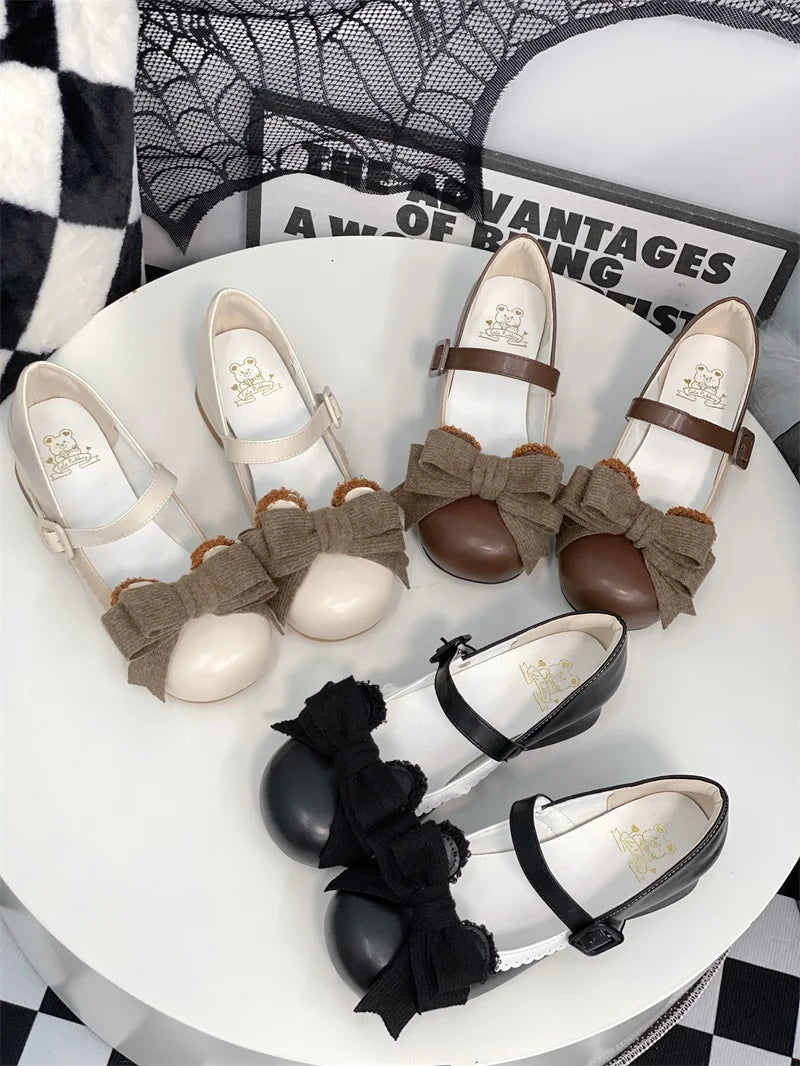 LIZAKOSHT  -  Original Autumn/winter New Bear Cub Cute Lo Shoes Japanese Sweet Student Lolita Single Shoe Big Toe Doll Shoes