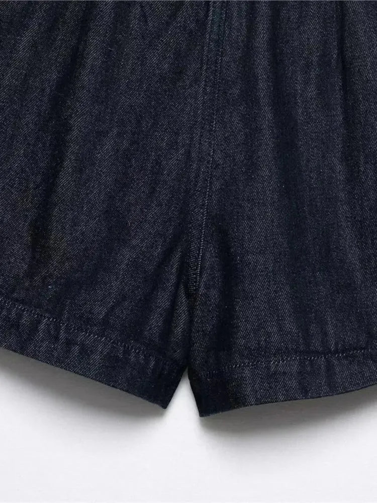 LIZAKOSHT  -  Fashion Denim Shorts For Women Summer 2025 New Casual Black Zipper Pockets Short Pants Chic Bright Line Decoration Mini Shorts