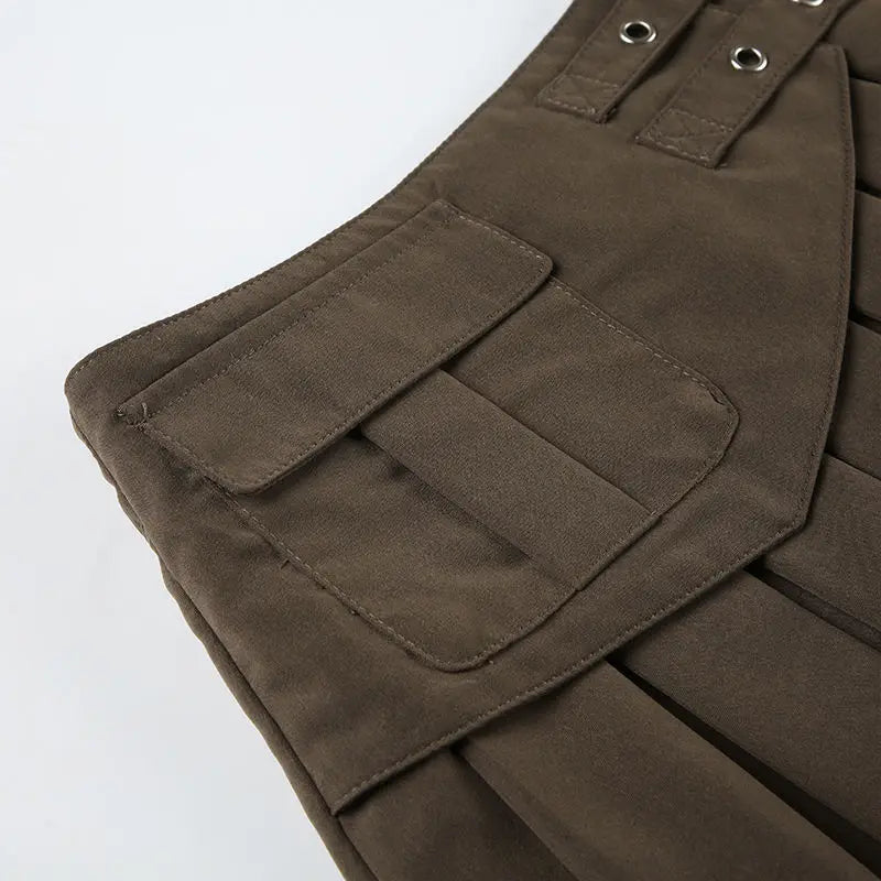 LIZAKOSHT  -  Girls' Wind Lace Stitching Tooling Skirt Spring and Summer High Waist Fashion Spice Girls Pleated Skirt