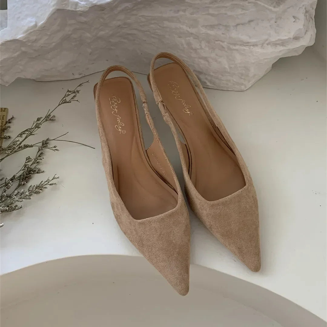 LIZAKOSHT  -  Pointed Toe Elegant Sandals Women Low-heel Office Women Shoes Retro Summer New Shoes Fashion Slingback Shoes Mules Pumps Woman