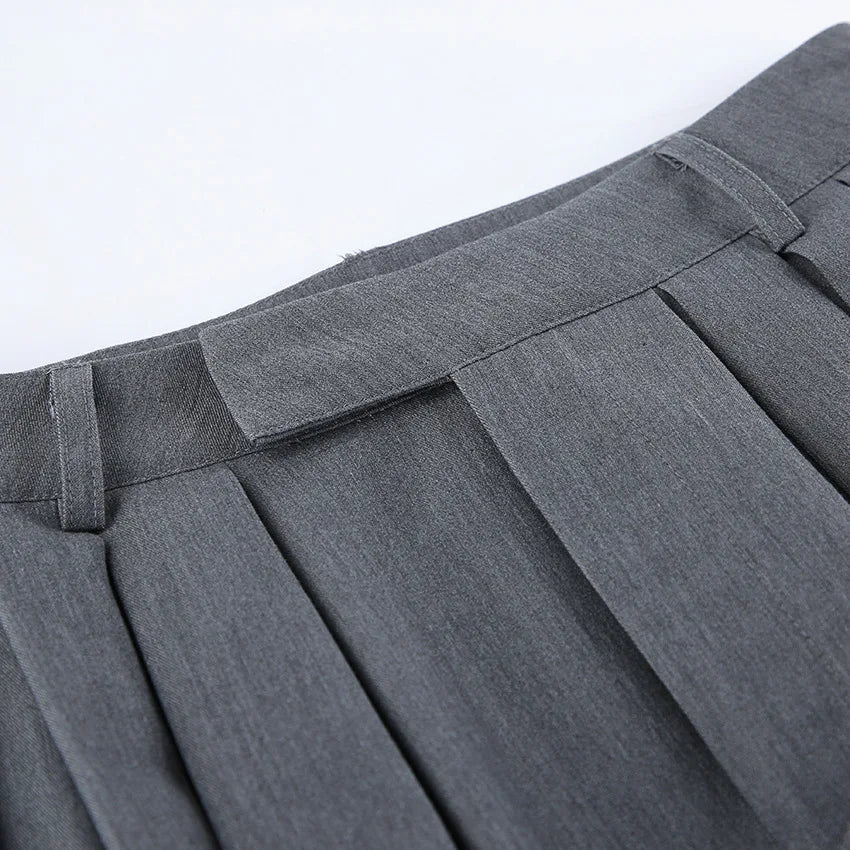 LIZAKOSHT  -  French Commuter Pleated Gray Suit Pants Women 2026 Autumn Street Wear Fashion Casual Loose Versatile Wide-leg Trousers