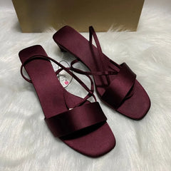 LIZAKOSHT  -  Luxury Satin Ankle Strap Low Heels Women Modern Sandals Summer Elegant Open Toe Brand Designer Large Size Female Office Shoes