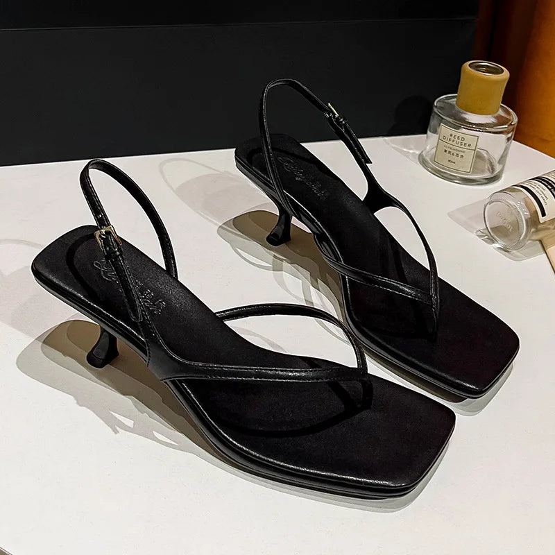 LIZAKOSHT -  clip toe narrow band women sandals high heels summer shoes sexy ladies thong sandalias party shoes sandalias de mujer