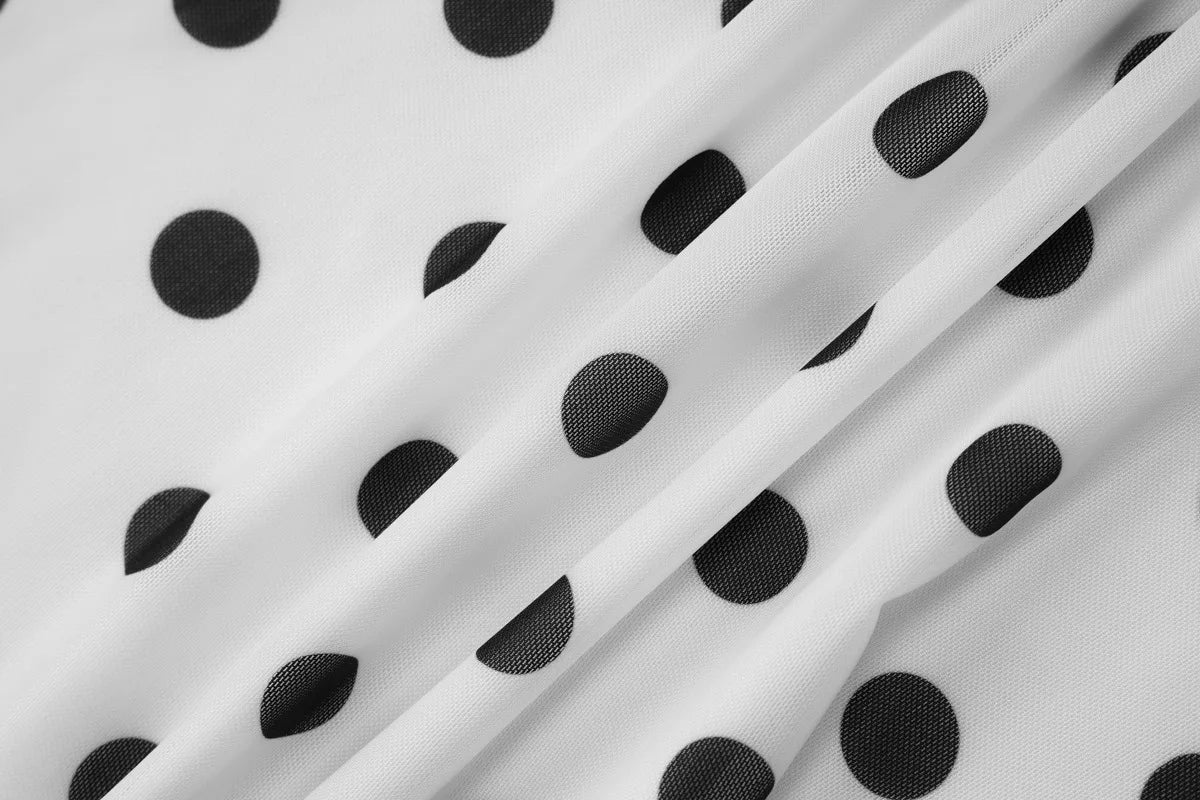 LIZAKOSHT  -  Summer Polka Dot Skirts for Women Sexy Elegant Slim White Skirt Female Clothing Mesh Midi Dress Y2K Party Streetwear