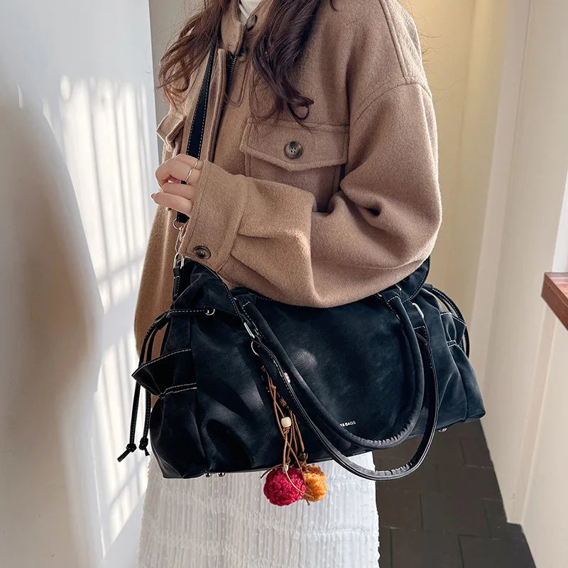 LIZAKOSHT  -  Simple Fashion Suede Crossbody Bag Women Large Capacity Shoulder Bag for Work Comfortable and Versatile Texture Commuting Bag