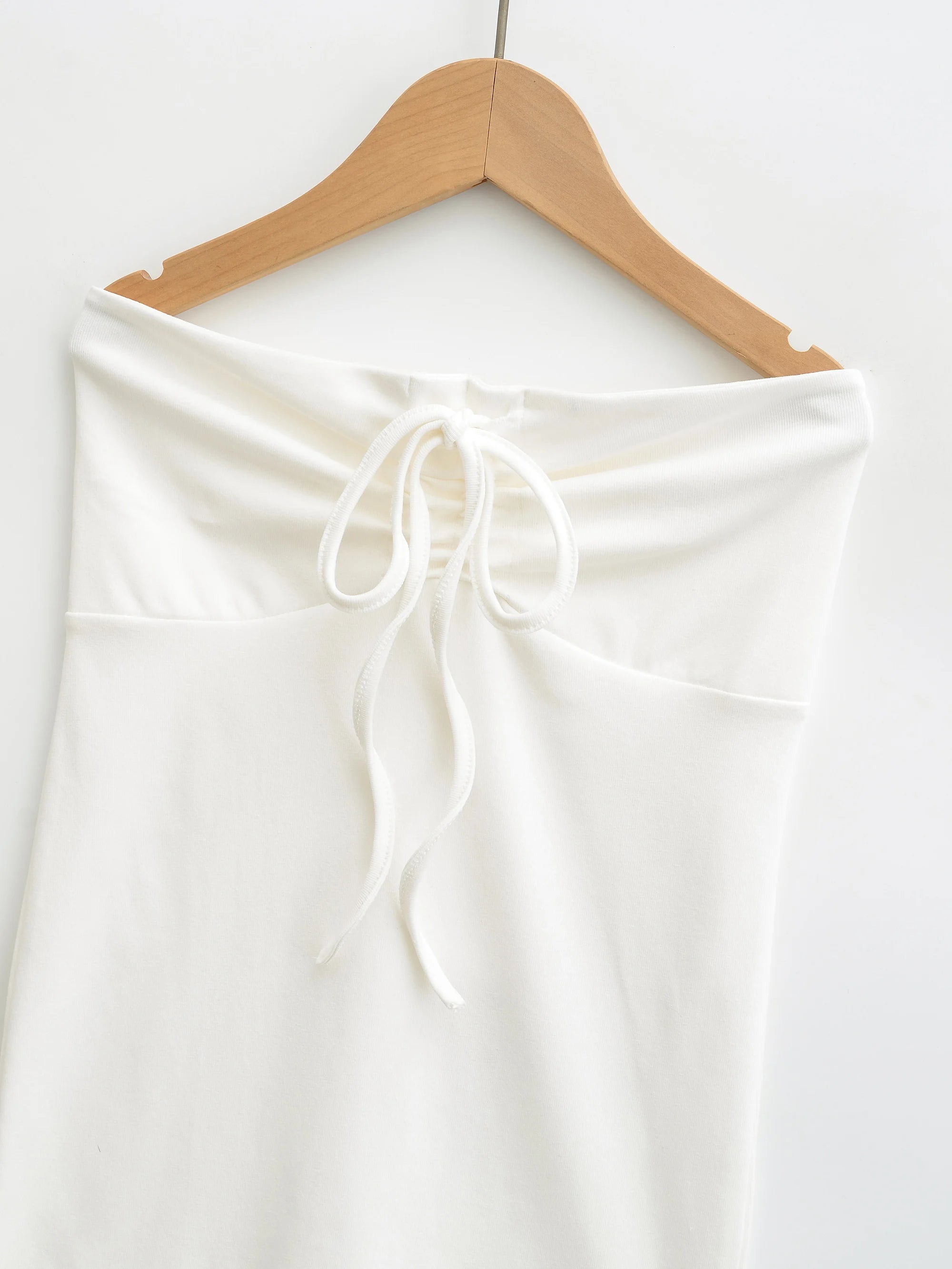 LIZAKOSHT  -  6 colors Summer Sexy Bow Lacing up Drawstring Collar Strapless Camis Women Elastic Back Tank Top Camisoles Skinny Vest Tee Gray