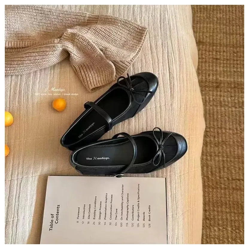 LIZAKOSHT  -  Autumn Fashion Leopard Print Flats Shoes Women Ankle Strap Flats Square Toe Bow Knot Leisure Soft Comfort Female Mary Janes