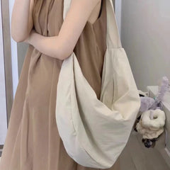 LIZAKOSHT  -  Korean Ins Trendy Gentle Simple Shoulder Bag High-capacity Casual Women Solid Handbags Japanese Y2k Aesthetic Grunge Hobo Bags