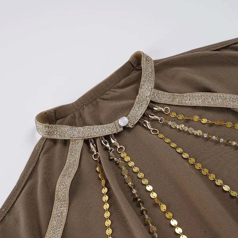 LIZAKOSHT  -  New European and American Hot Girl Style Strapless Backpack Hip Sexy Loose Bat Sleeve Dress Design Halter Neck Skirt