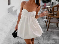 LIZAKOSHT  -  Sexy White Suspender Skirt Women's Seaside Chest Wrap A-word Skirt Short Women's Clothing