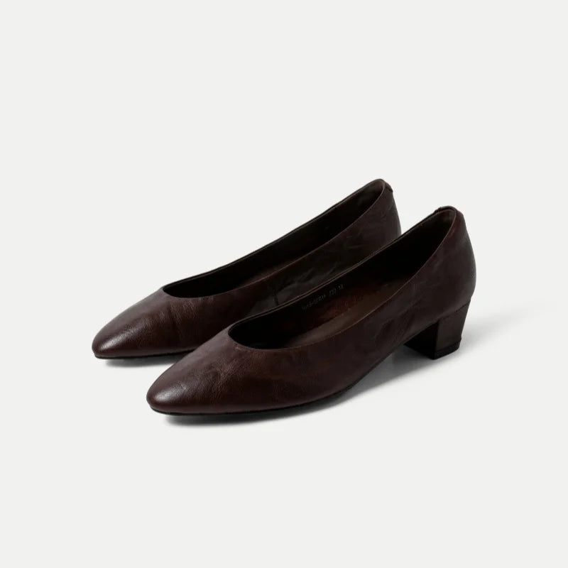 LIZAKOSHT  -  Fashion Pumps New High Quality Genuine Leather Shoes Simple Commuter Women's Heels Shoes Round Head High Heels Women