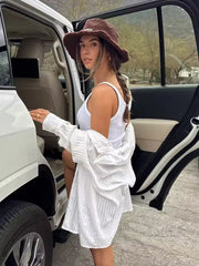 LIZAKOSHT  -  Chicheca White Striped Blusas Para Mujer Spring Summer Casual Women Shirt Single Breasted Long Sleeve Loose Shirts Blouses