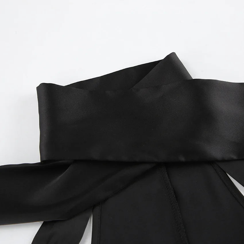 LIZAKOSHT  -  Black Satin Slit Neck Sleeveless Dress Matte Soft Bodycon Long Dress, Off Shoulder Zipper Tie Belt Elegant Party Gown