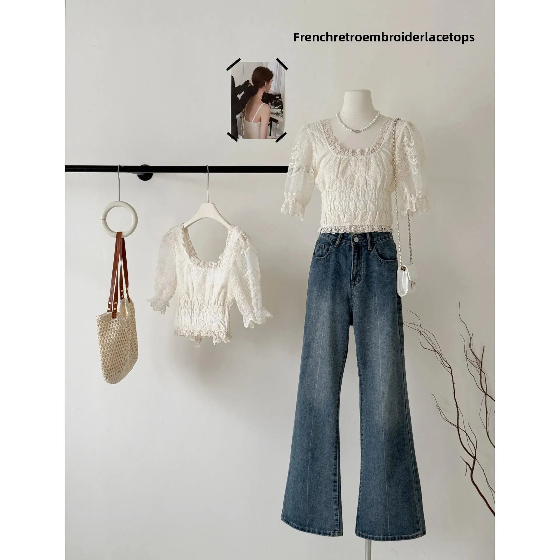 LIZAKOSHT  -  Sweet Embroidered Square Collar Lace Shirt Women's Shineril Lycra Summer New Style Button up Casual Feminine Top