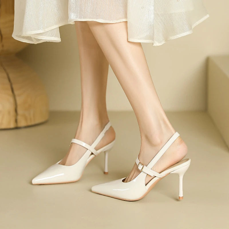 LIZAKOSHT  -  Sexy Pointed Toe High Heels Women Elegant Office Shoes Women Pumps Red Patent Leather Shallow Fashion High Heel Sandals Female