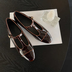 LIZAKOSHT  -  Fashion Women's Shoes New High Quality Genuine Leather Shoes Round Head T-Belt Mary Janes Shoes