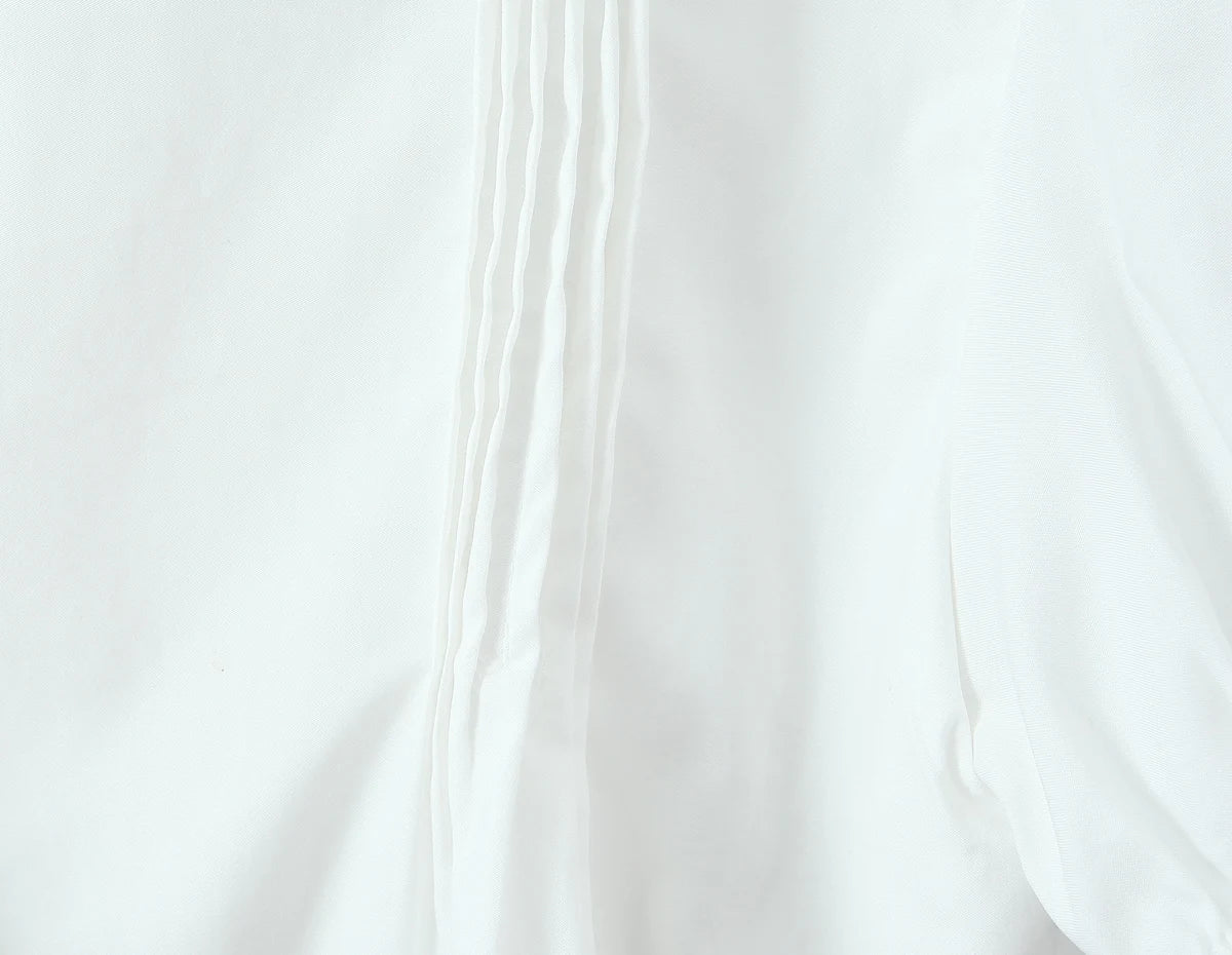 LIZAKOSHT  -  Stylish White Spliced Lace Short Puff Sleeve Shirt Women Peter Pan Collar Bow Hem Loose Crop Tops