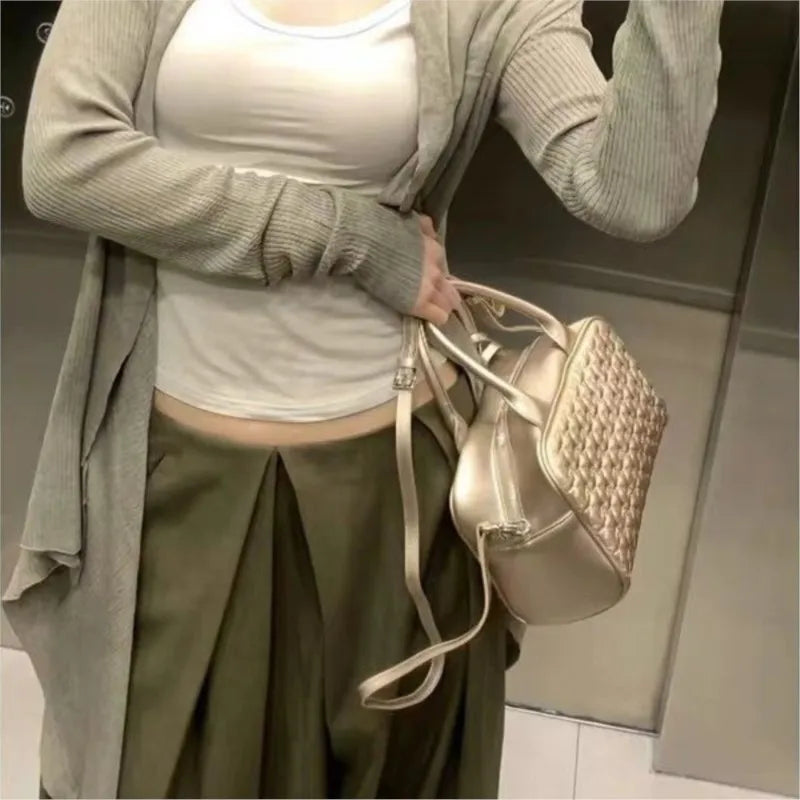 LIZAKOSHT  -  Hot Girl Y2k Star Embossed Handbag Women Champagne Gold Large Capacity Pillow Shoulder Bag Ladies Fashion Harajuku Crossbody Bag