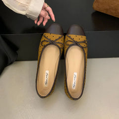 LIZAKOSHT  -  Fashion Mixed Color Women's Dress Shoes Round Toe Shallow Slip On Flats Shoes Flat Ladies Casual Ballet Shoes Soft