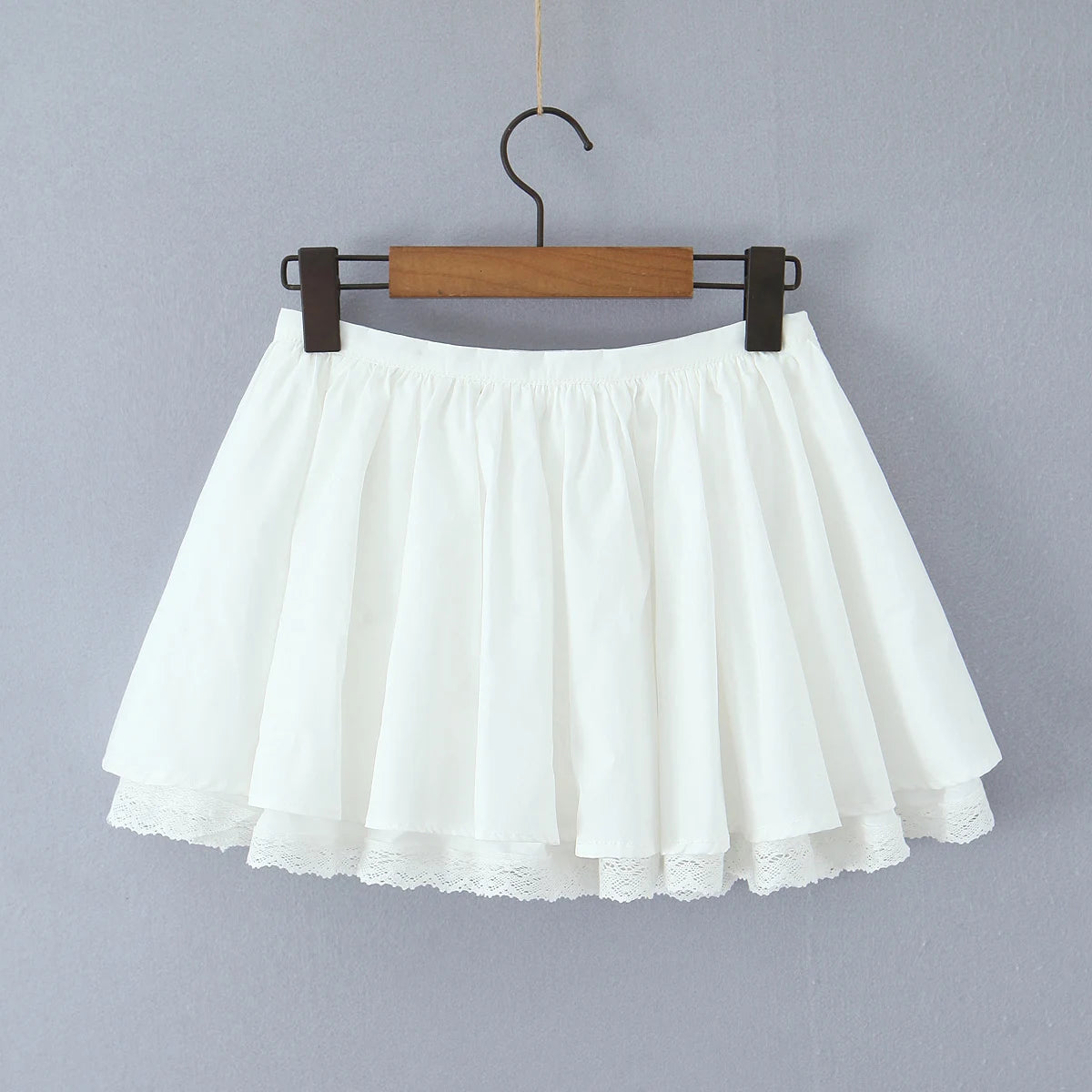 LIZAKOSHT  -  Ballet Girl White Cotton Spliced Lace Lining Mini Skirt Women Ball Gown Umbrella Skater Skirts with Shorts underwear Summer